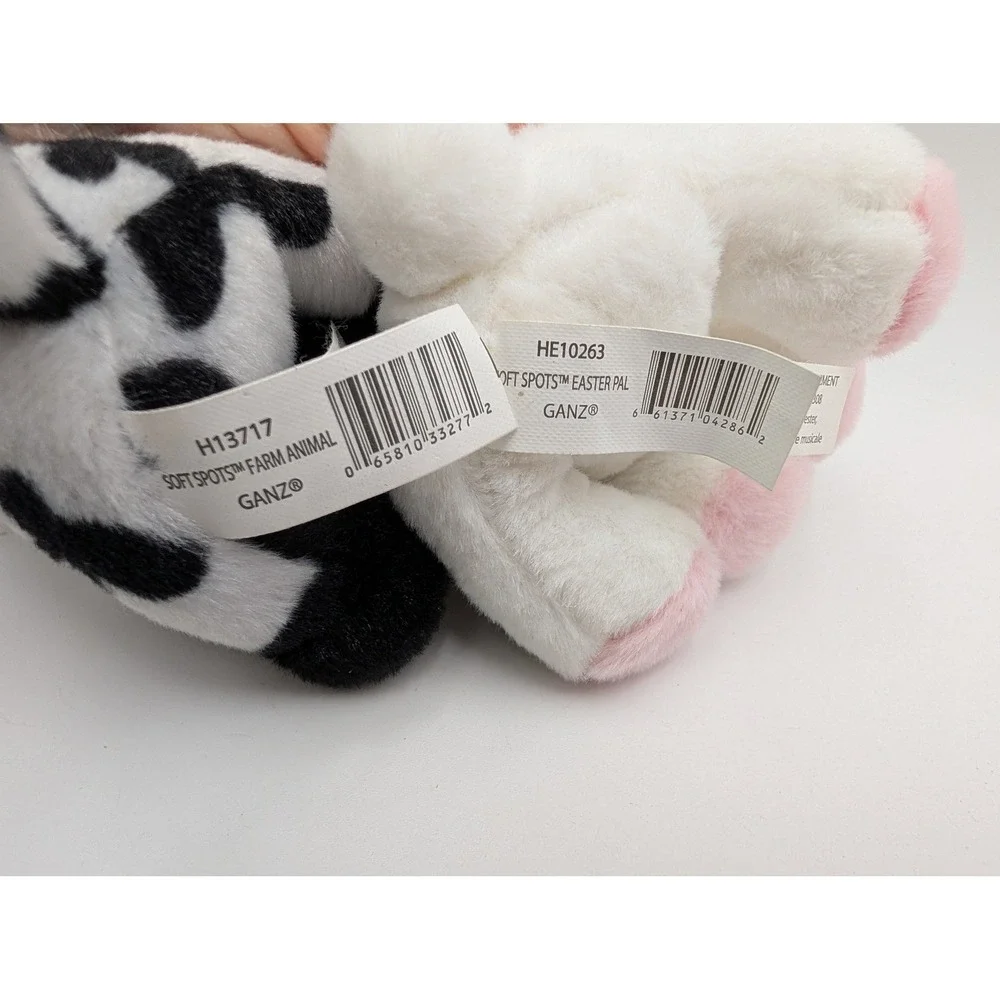 Ganz Soft Spots Cow Rabbit Cat Pal Plush‎ Lot White Black Farm Animal
